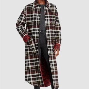 Alice and Olivia- Red and Black Plaid and Paisley Snap Longsleeve Zazie Jacket